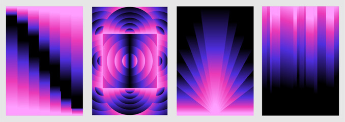 Vector illustration collection - trendy abstract creative minimalist prints and compositions with bright gradient colors - design templates for social media posts and stories, posters and banners