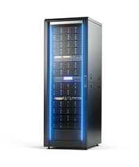 Server rack isolated - Cloud Computing, Artificial Intelligence, Database Concept - 3d illustration