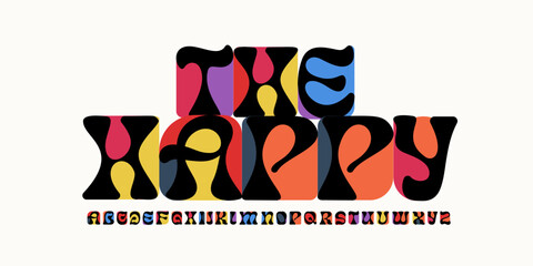 Liquid Color Font Logo Fluid Alphabet Playful Letter Set Modern Typography, Creative Typographic Design for Title Text, Typo Poster Headline, Type Symbol Logotype, Colorful Fonts. Vector Typeface