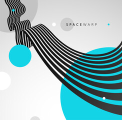 3D perspective lines and circles vector abstract background, curve stripes ribbon bent wallpaper, road journey concept, dynamic wallpaper.