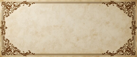 Vintage Ornate Frame with Blank Space for Text on Aged Paper Background.
