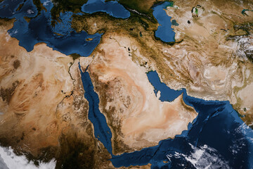 Satellite View Of The Middle East And Arabian Peninsula