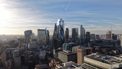 Modern Skyscrapers Dominate City of London Skyline
