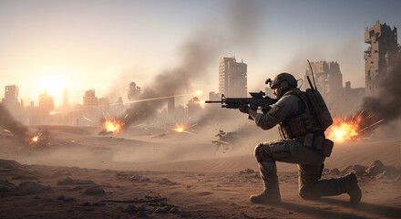view of hot desert battlefield atmosphere