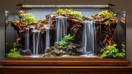 Aquarium waterfall landscape