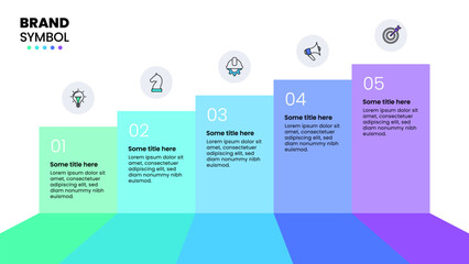 Infographic template. Staircase with 5 steps and icons