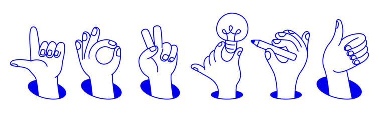 Vector hand drawn gesture, doodle sketchy illustration, sign, hand showing approve, pointing gesture
