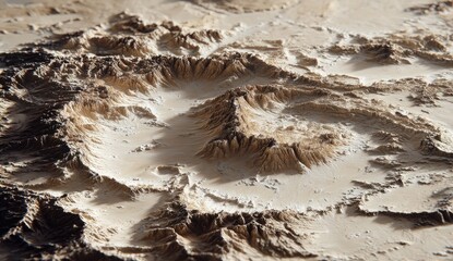Topographic Map of a Mountainous Desert Landscape.