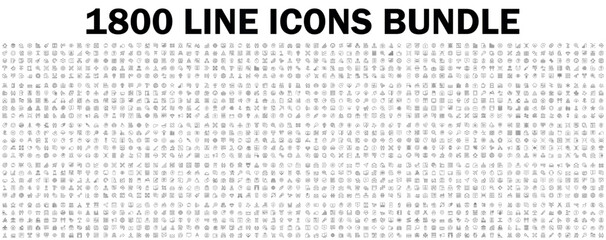 Mega set of vector thin line icons. Editable stroke. Contains such icon collection as social media, business, teamwork, commerce, security, office workspace, customer service. Linear pictogram pack.