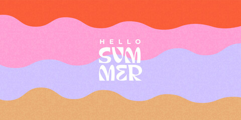 Creative concept of abstract summer bright cover with wavy shapes in pastel colors. Modern design template in trendy geometric style for card or posterfor corporate identity, branding, social media.