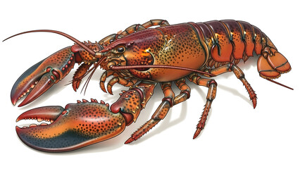detailed lobster illustration showing natural shell texture and claws. Perfect for seafood, biology, and culinary themes.