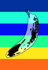 Banana sign illustration pop-art background icon with color spots