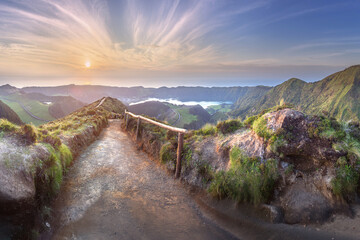 Sao Miguel Island and lake Ponta Delgada, Azores