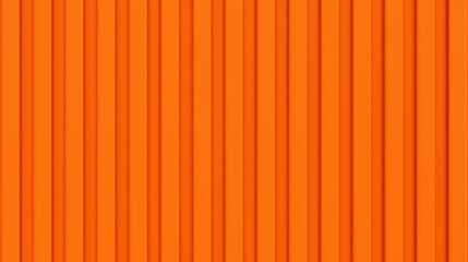 Orange wall siding texture. Vertical metal panel pattern texture. Shipping container background. Corrugated metal. Realistic vector illustration