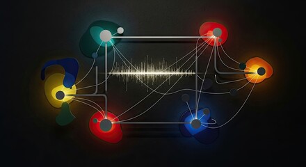 Colorful glowing connections network diagram.