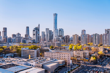 High angle view of the CBD business buildings in Beijing, China (panorama building complex with no intellectual property problem)