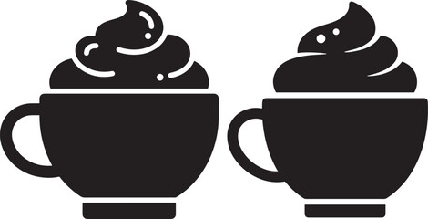 Two coffee cups with whipped cream silhouette icon