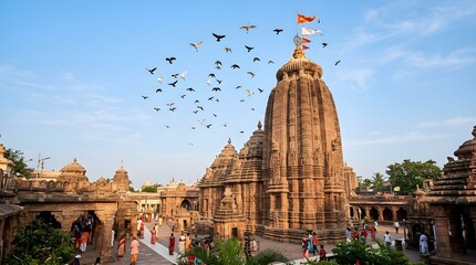 Spiritual Journey at a Historic Indian Temple, Buzzing with Life and Avian Spectacle