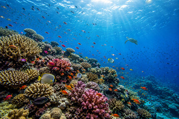 under water ocean / landscape underwater world, scene blue idyll nature Coral reefs fish