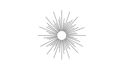 Thin black lines radiating from a central circular void on a white background