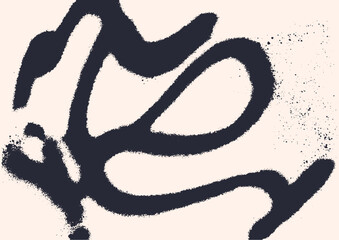 Ink brushstroke, abstract texture. Modern art, grunge style background, irregular flowing scribble brush stroke. Aerosol paint spray, dynamic expressive line, graffiti effect. Flat vector illustration