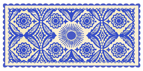 blue portuguese azulejo tile pattern vector illustration