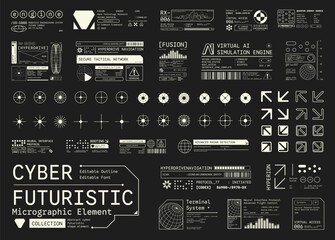 Set of Micrographic element Futuristic UI Cyber Futuristic technology Collection