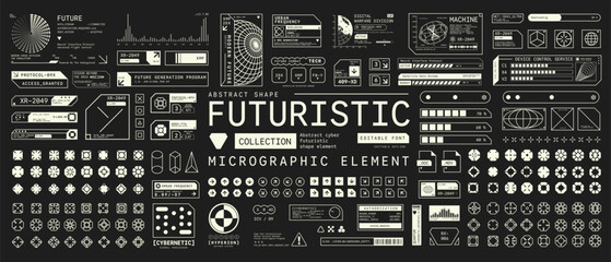 Set of Micrographic element Futuristic UI Cyber Futuristic technology cyberpunk Collection graphic vector design template