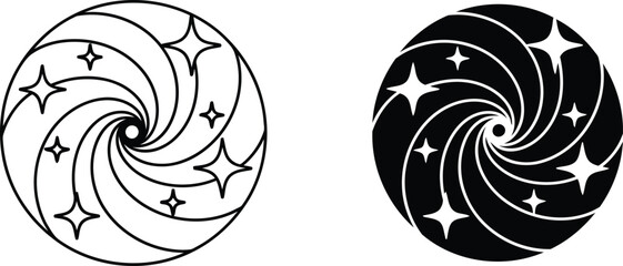 Cosmic galaxy spiral vector illustration, Cosmic galaxy spiral icon set