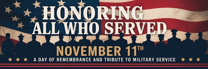 Veterans Day Banner Honoring Military Service on November 11th