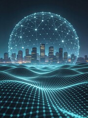 Future cities and virtual cyberspace, abstract technological concept background