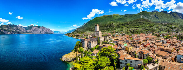 View of Malcesine on the shore of Lake Garda, Italy