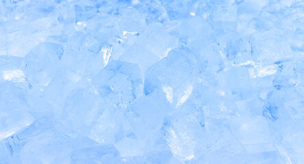 Versatile blue and white ice cubes texture background with cool refreshing feel and clear transparent details for elegant print media or digital web design projects.