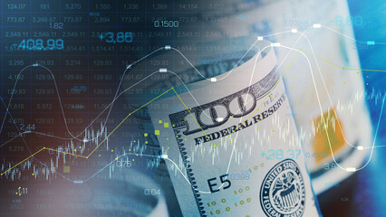 Market trends show changes in money value and chart patterns during economic downturns