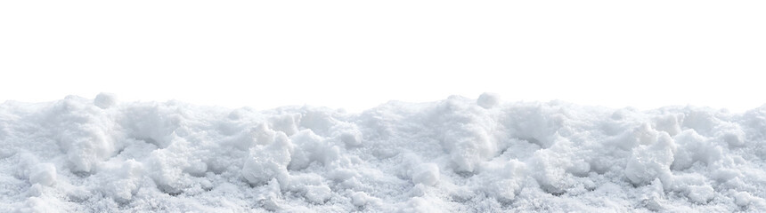 Textured white snow pile forming a natural winter border. suitable for seamless tiling and backgro
