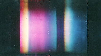 Vintage film light leak overlay with vertical pink, yellow and blue color blocks for retro photography effects and artistic design