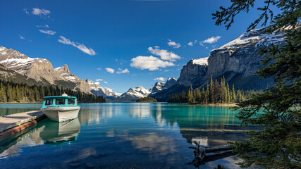 Iconic View of Spirit Island, Maligne Lake, Jasper National Park