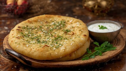 herbed garlic naan on a plate