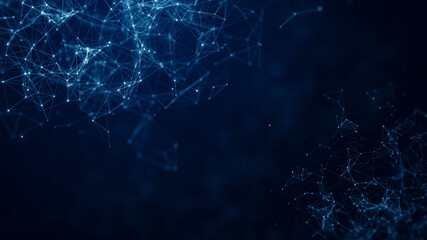 Abstract Digital Network Technology Background with Glowing Data Connections and Copy Space