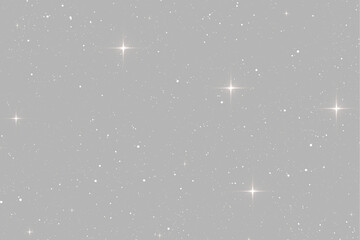 Warm Golden Starry Night Sky Glowing Dust Particles Sparkling Stars Overlay Isolated on Grey Backgrounds