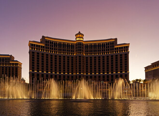 The Iconic Fountains of Bellagio in Las Vegas at Twilight