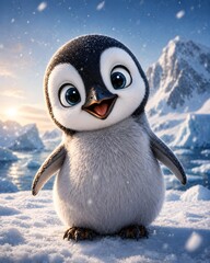 penguin on snow