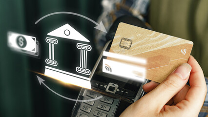 Online payment process using a bank card and a mobile device at a retail location
