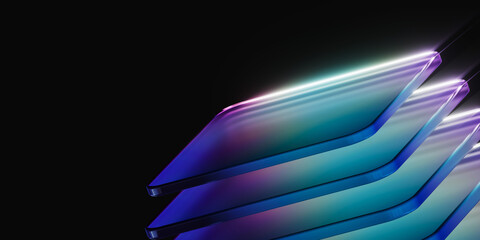 Holographic glass sheet stack background for modern crypto token