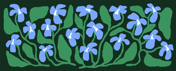 Floral background, spring flowers pattern. Abstract spring floral pattern. Summer background design. Modern flower garden, nature, botanical art composition, organic decor. Flat vector illustration