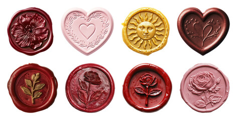 PNG Colorful wax seals collection on transparent background