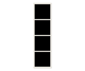 Photo booth frame template, empty vertical photo strip with four blank dark frames isolated on transparent background