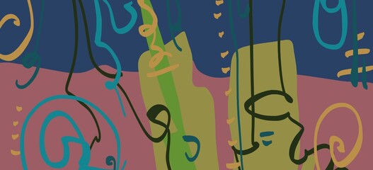 Abstract image for printing. Picture for modern interiors. The picture is painted by hand on a tablet.