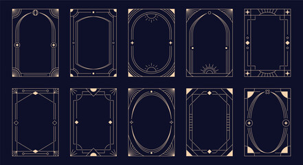 Celestial Frame Art Deco Border Set Line Art