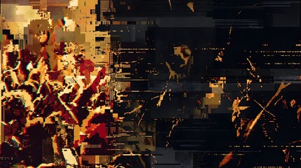 Abstract blurred background of a lively concert crowd with stage lighting effects